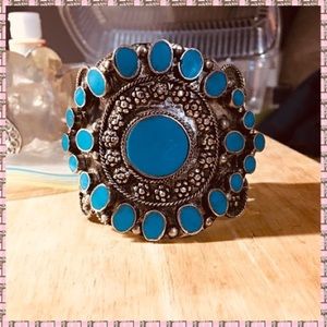 🔗VINTAGE 0ver 30 y/o UNIQUE & BEAUTY FORGED STERLING SILVER BRACELET FROM INDIA